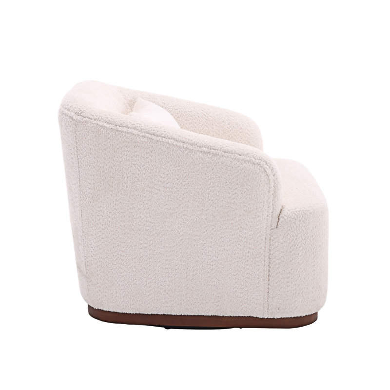 360 Degree Swivel Barrel Club Chair, White Chenille