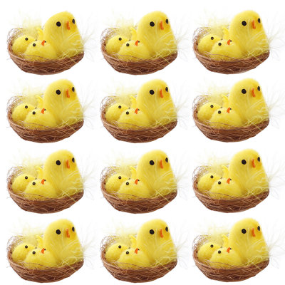12 mini-poussins de Pâques réalistes mignons et moelleux pour la décoration de fête