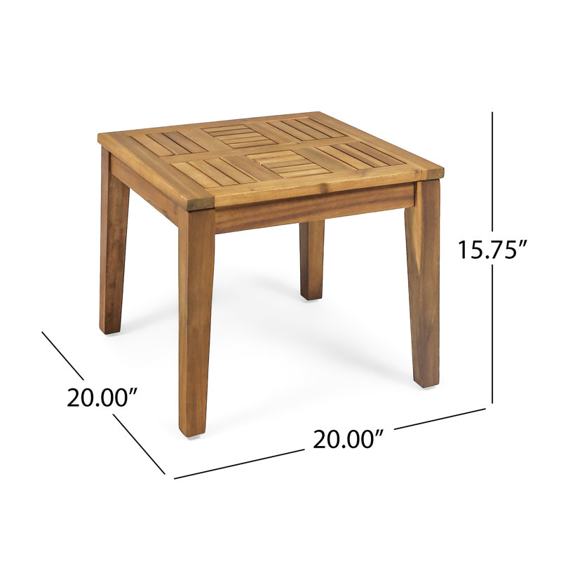 Table d'appoint d'extérieur en bois naturel - Minimise l'utilisation de l'espace, l 20 po x P 20 po, H 15,58 po, idéale pour les petits espaces, 20 po x 20 po x 15,58 po