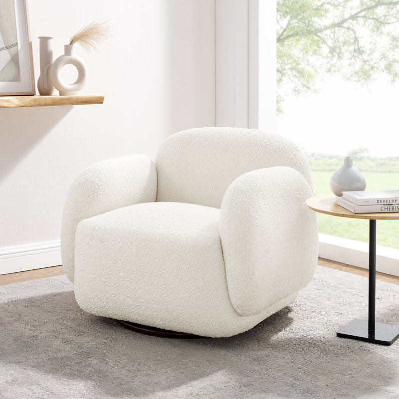 Fauteuil demi-tonneau pivotant à 360 degrés Jarisa, 100 % polyester blanc cassé