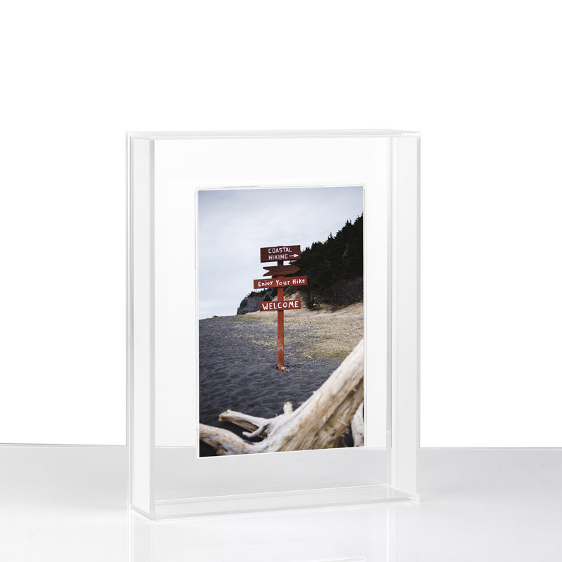 Float Frame for Tabletop or Wall with Magnetic Photo Holder, Frost, 8" x 10"