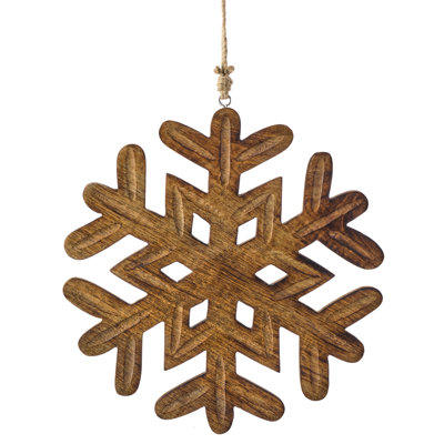 12" Mango Wood Snowflake Ornament