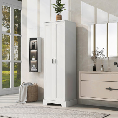 Storage Cabinet With Two Doors For Bathroom, Office, Adjustable Shelf, MDF Board