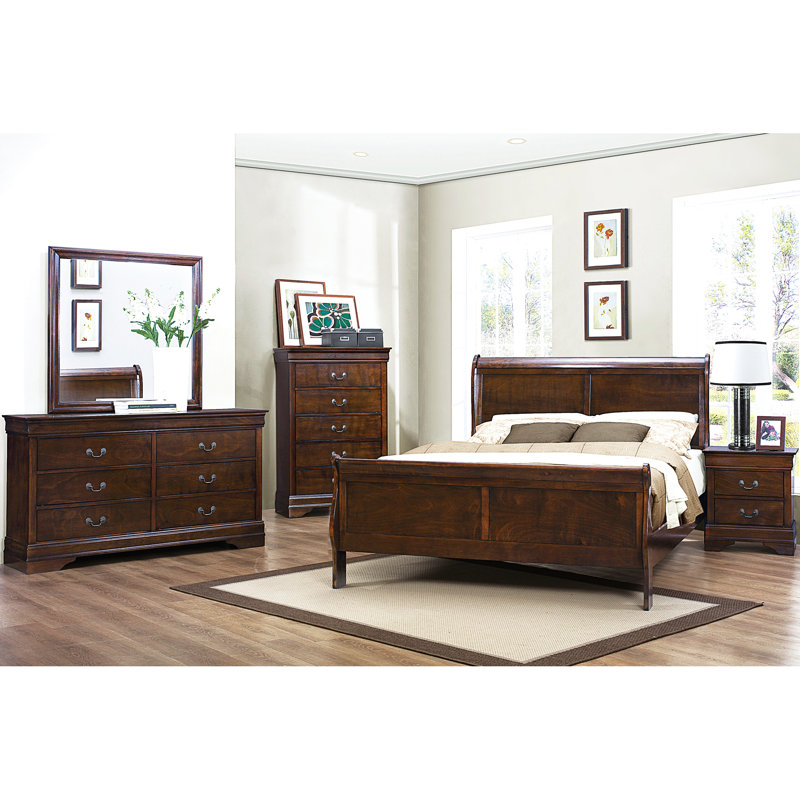 Lit, mobilier de chambre à coucher en bois traditionnel pour un sommeil profond, Grand lit, Mélange de bruns
