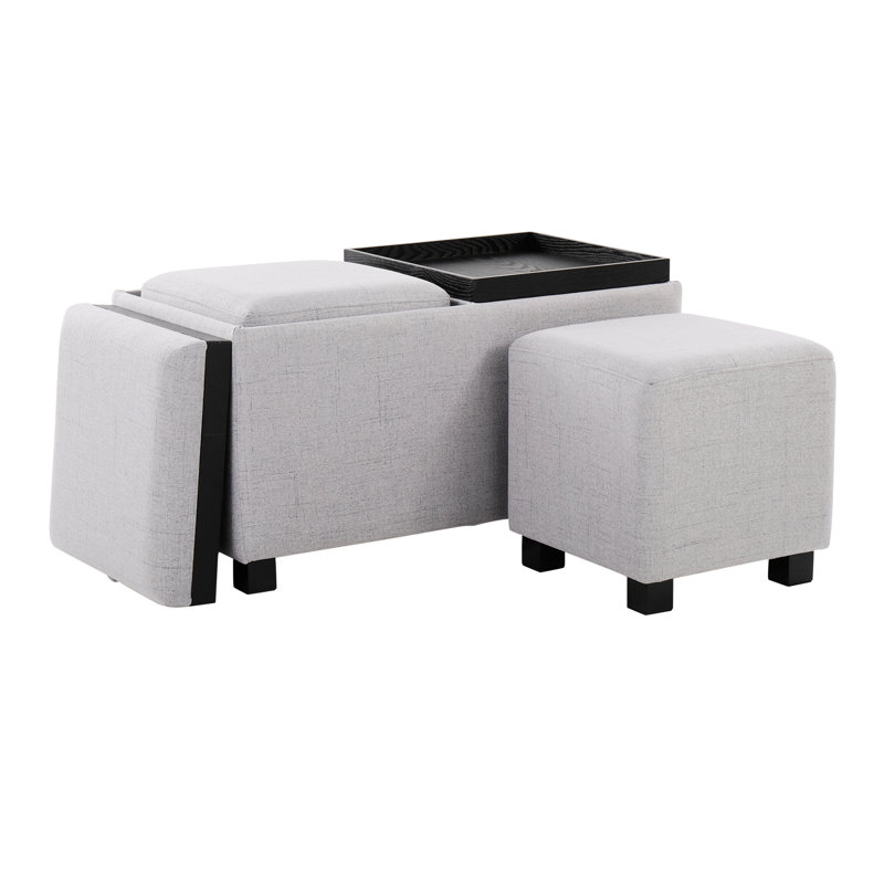 Repose-pieds avec rangement 17 po Callaham, Polyester gris