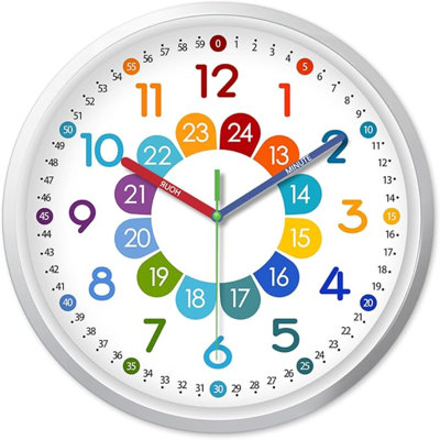XFM Small Wall Clock Battery Operated 8 Inch Silent Teaching Clock For Classroom Plastic Colorful Wall Clock For Kids