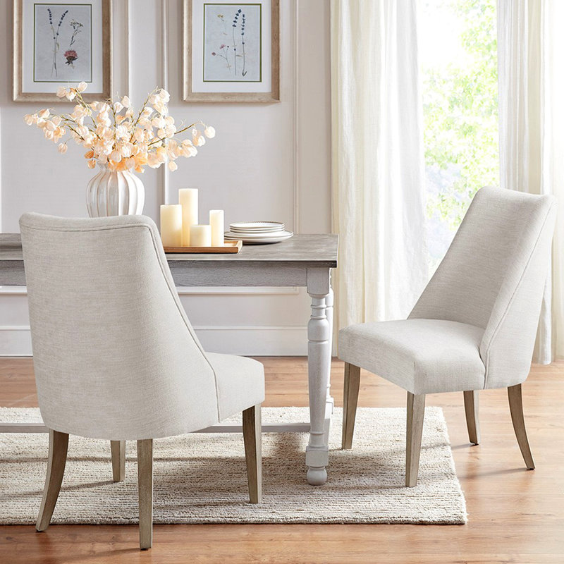 Ensemble de 2 chaises de salle à manger rembourrées, Blanc