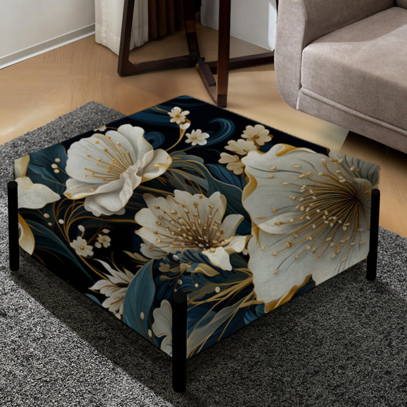 Motif floral rétro vintage glamour - grand repose-pieds carré floral