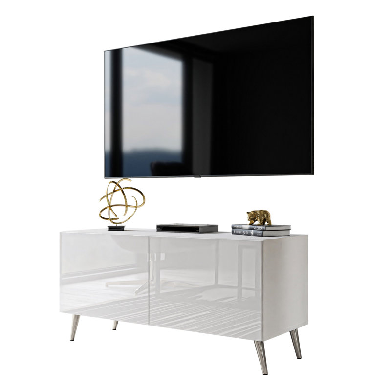 Gabrie TV Lowboard for TVs up to 42", White/Silver