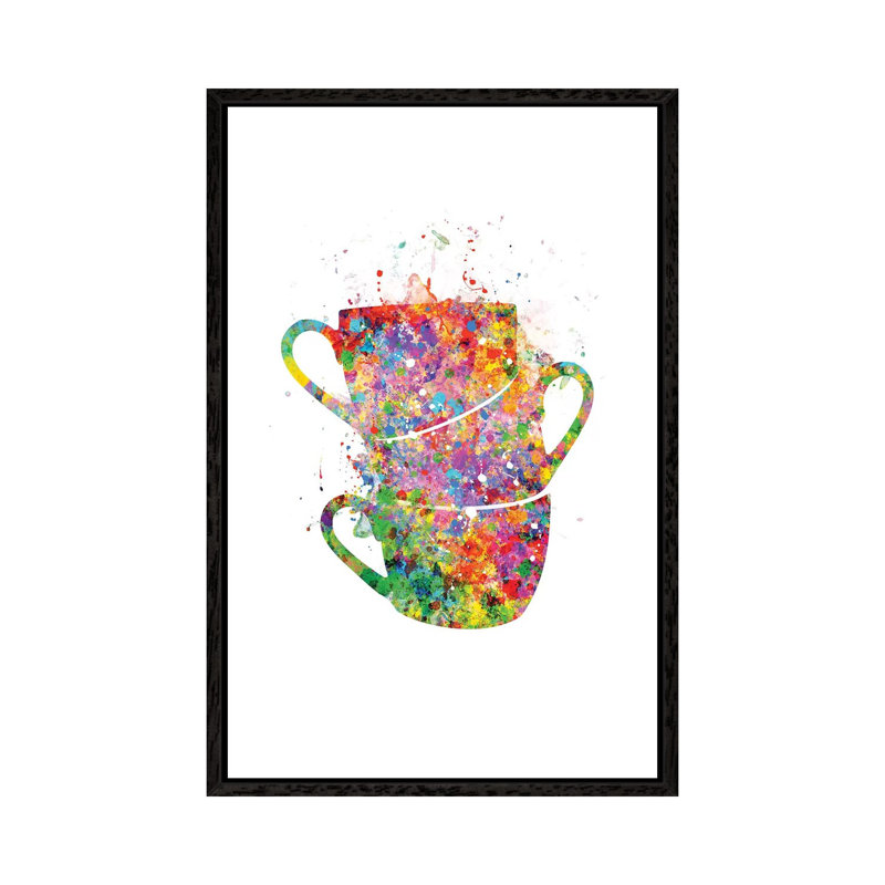 Cups Stacked by Genefy Art - Print on Canvas, Black Framed, 101.6cm H x 66.04cm W x 3.81cm D