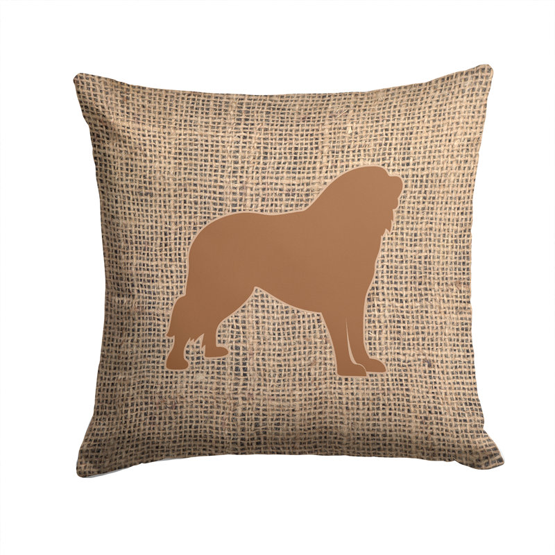 Coussin décoratif intérieur/extérieur en toile jute Tibetial Mastiff, H 14 po x l 14 po x P 4 po, Brun