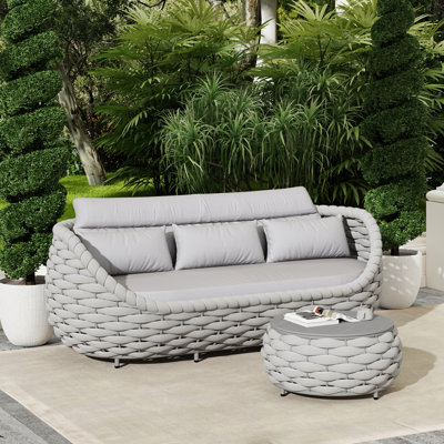 Ensemble de 2 pièces de canapé d'extérieur en aluminium thermolaqué avec table basse