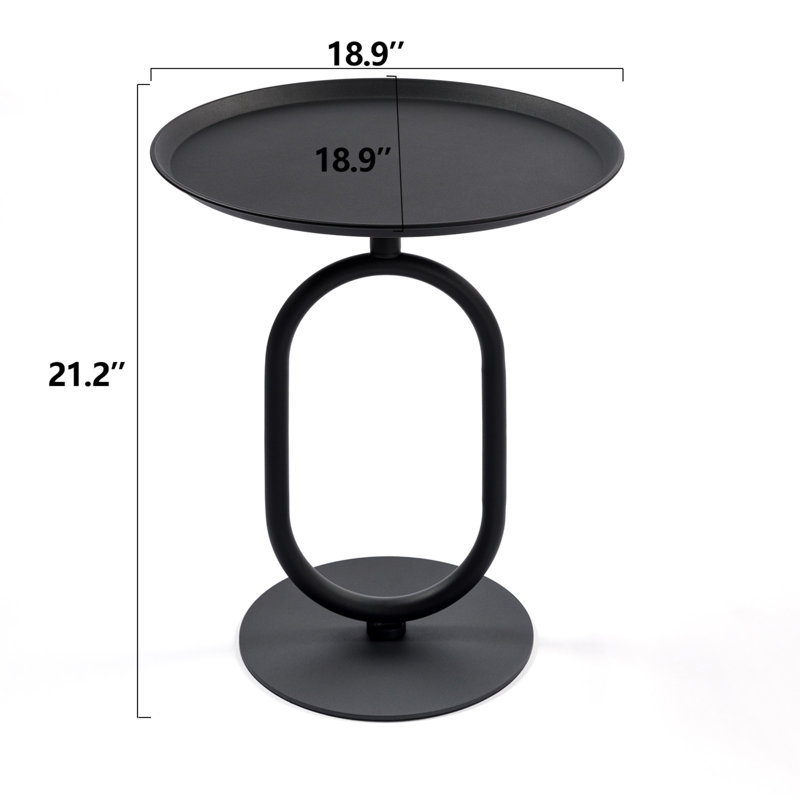 Multifunctional Side Table For Small Space, 21.3" H x 18.9" L x 18.9" W, Black