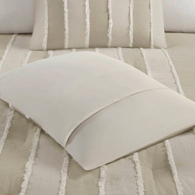 Ensemble de couette 3 pièces en coton taupe, grand lit double