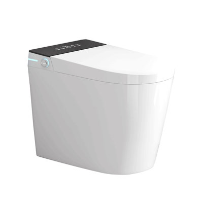 Compact Smart Toilet With Bidet Seat Built-In, Modern Tankless Design With 23.25" Depth, Auto Open Auto Flush, Heated Seat, Instant Warm Air Dryer For Small Bathrooms, White With Black Panel