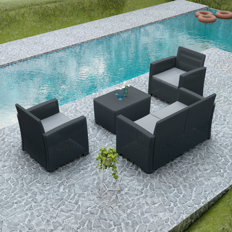 Sagi 4 - Person Outdoor Seating Group with Cushions