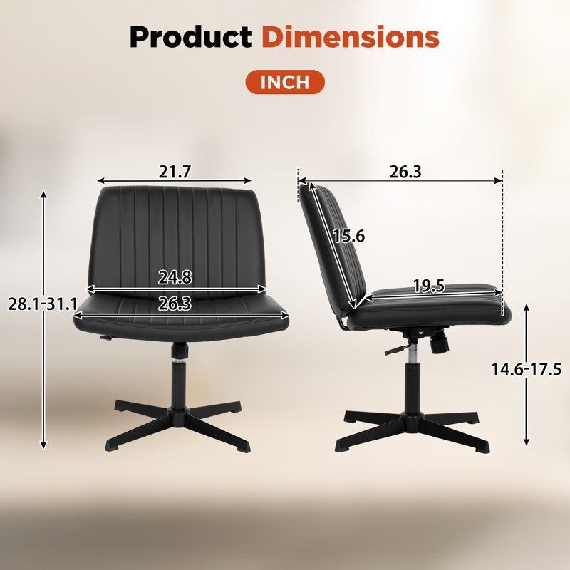 Chaise de bureau sans accoudoirs Criss, Noir
