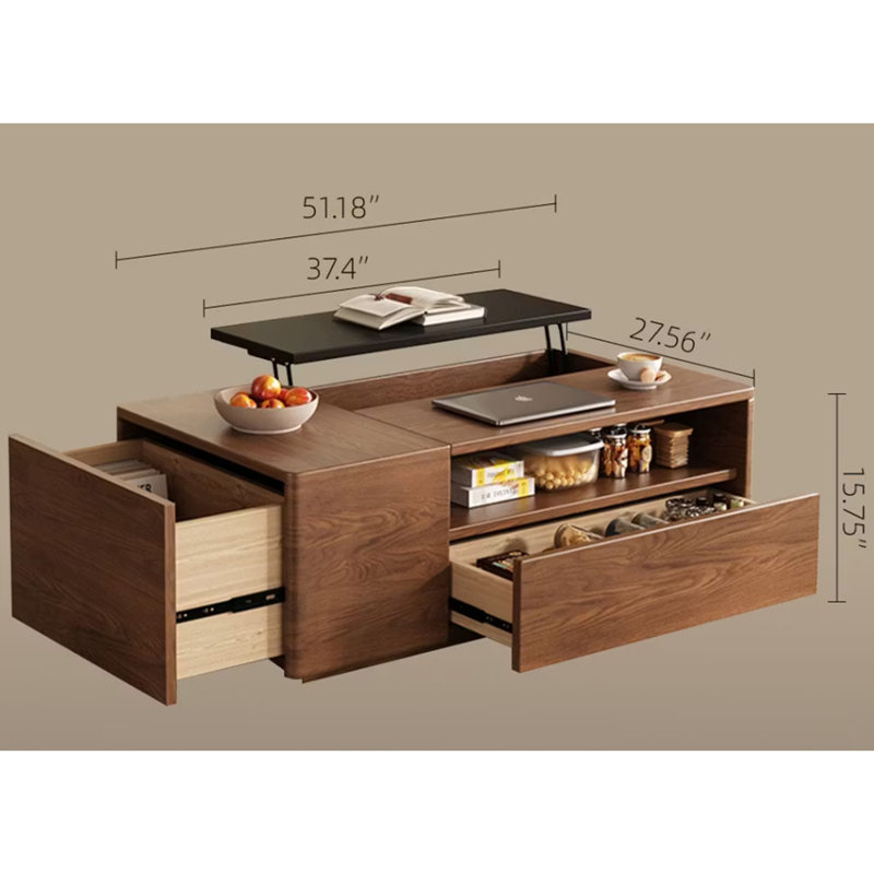 Élégant ensemble de salon en noyer avec table basse et console télé assortie