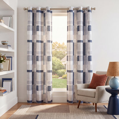 Kitson Geometric Semi-Sheer Curtain Panel