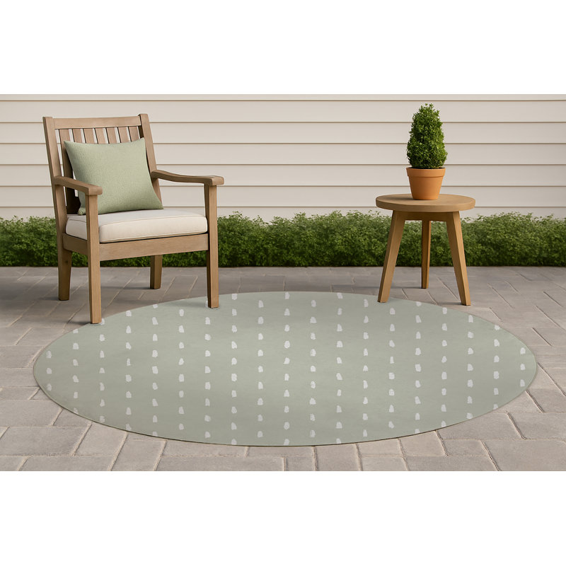 Long Drop Non-Slip Outdoor Rug, Round 5'