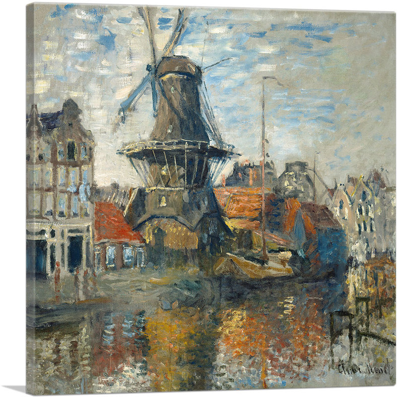 «The Windmill, Amsterdam 1871» par Claude Monet, reproduction d'art sur toile tendue, H 18 po x l 18 po x P 0,75 po