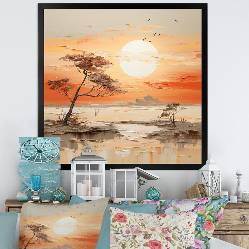 Sunsets Simplicity Desert Solitude sur toile, H 16 po x l 16 po x P 1 po, Cadre simple noir