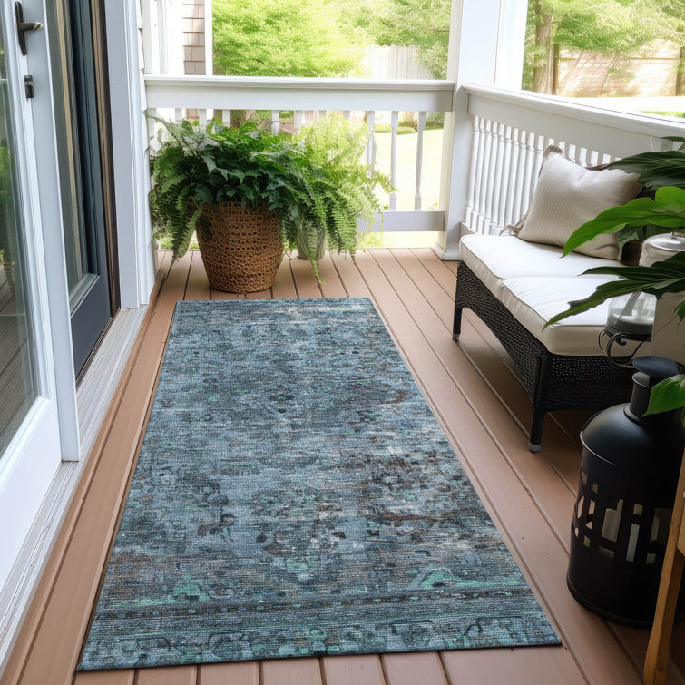 Machine Washable Indoor/Outdoor Claudian ACN1646 Blue Rug