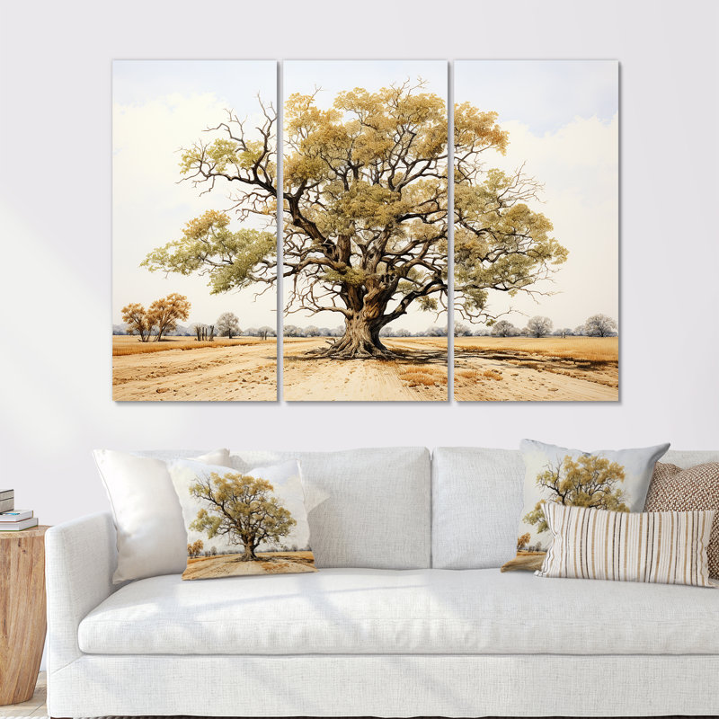 Ensemble de salon Tree Oaks Simplicity I - Tree Oak Wall Art, Toile tendue, H 40 po x l 60 po x P 1 po