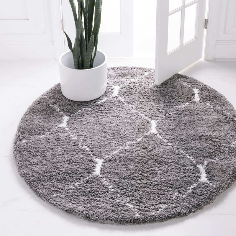 Moroccan Shag Oriental Indoor Rug, Round 5'