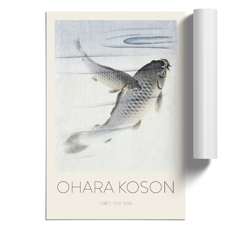 Pair of Carps Print by Ohara Koson - Frameless Print, 59cm H x 42cm W x 0.1cm D