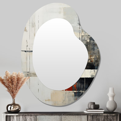 Abstract Black Red Road Collage - Abstract Collages 3D Shapes Irregular Modern Large Wall Mirror