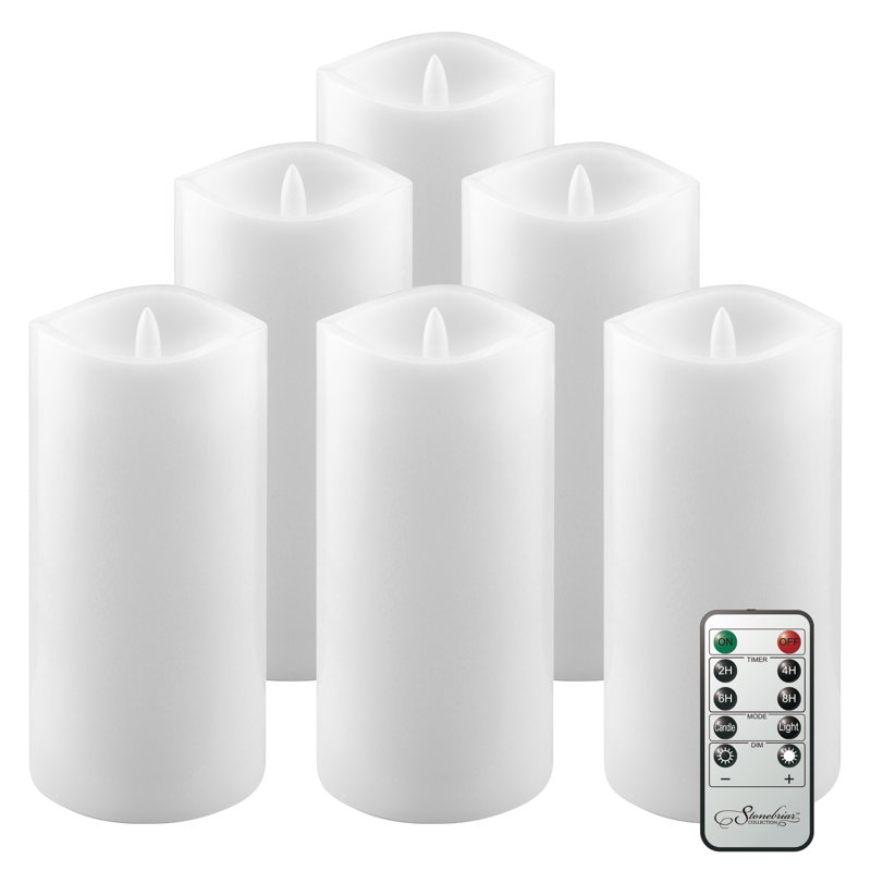 Ensemble de bougies pilier 6 pièces Jhara, Blanc, H 6 po x l 3 po x P 3 po