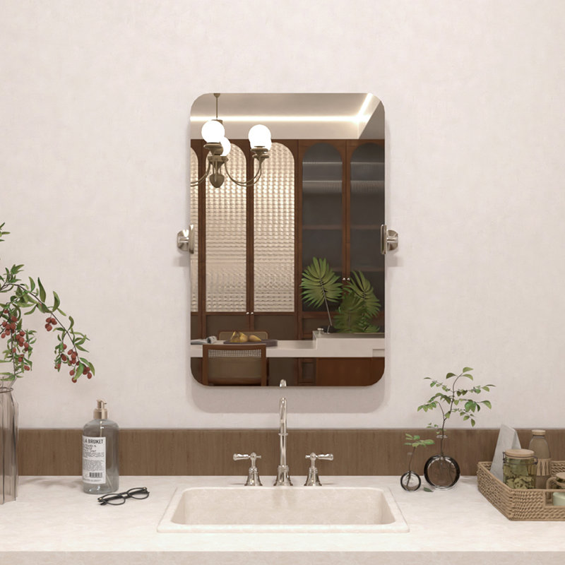 20 W x 30 H Rectangular Framed Tilt Wall Mount Bathroom Vanity Mirror for Adjustable Viewing, Silver, 30" x 20" 