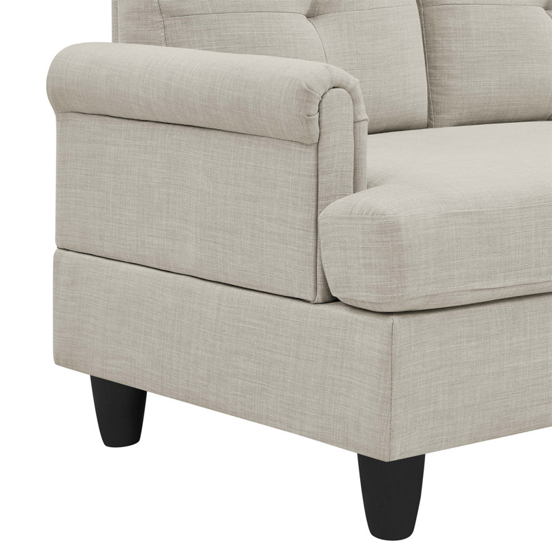 2 - Piece Upholstered Sectional, Beige Polyester