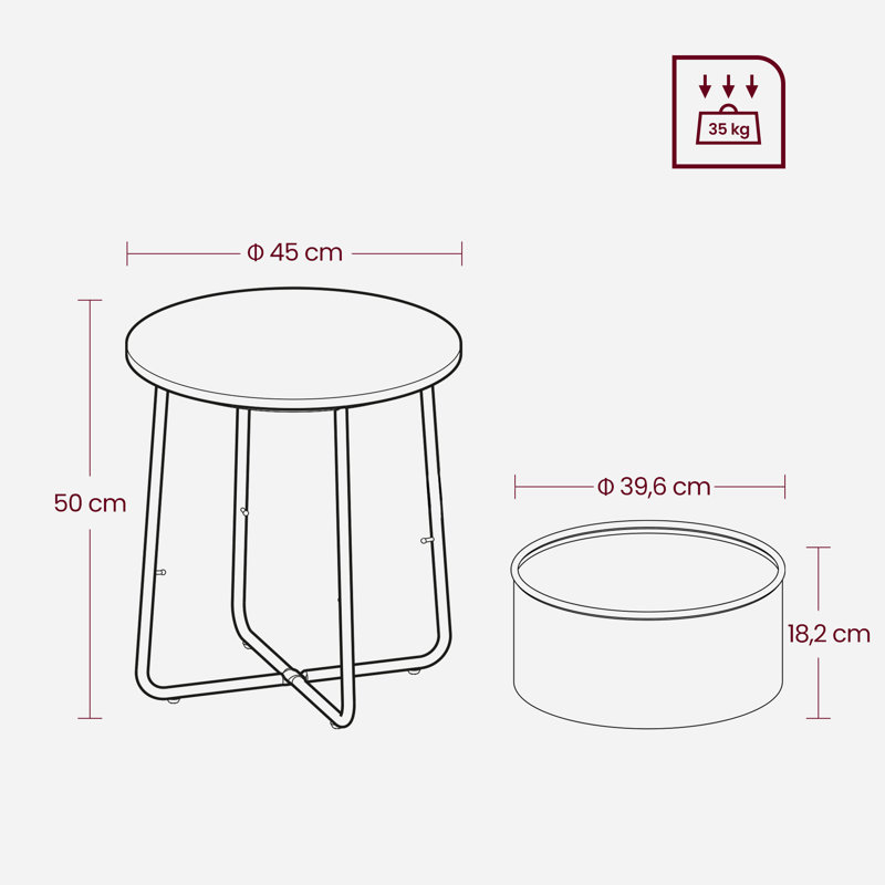 Lauranne Side Table with Storage, White/Beige