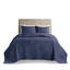 Ensemble de couvre-lit réversible 3 pièces bleu marine double / grand
