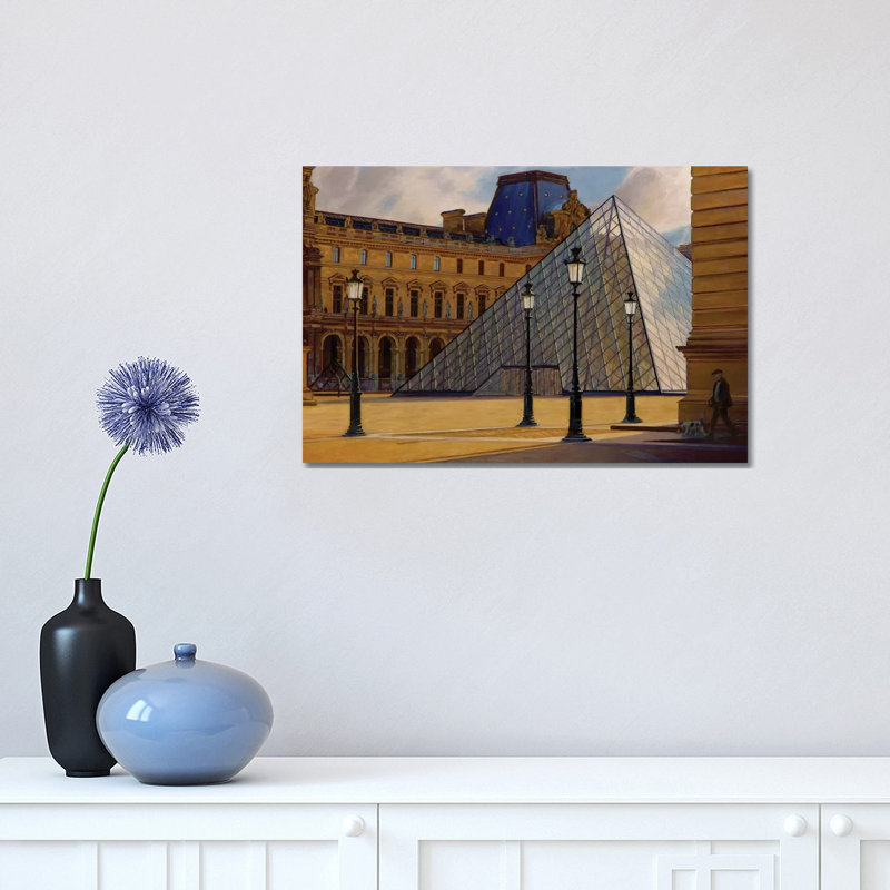 The Louvre In Morning Light by Nick Savides - Painting on Canvas, 30.48 cm H x 45.72 cm W, Wrapped Canvas