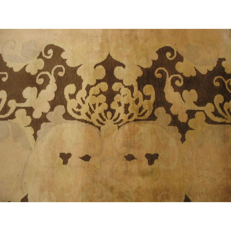 Tapis art déco chinois clair ivoire et brun