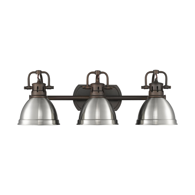 Meuble-lavabo de salle de bain 3 lumières Iftimie, Étain, Bronze huilé
