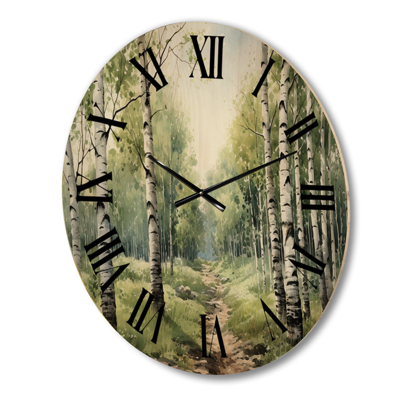 Horloge murale Birch Woods Silent Woods I - Tree Birch, Moyenne