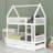 Wooden House Bunk Bed, Built-in Fence, Trundle & Three Drawers
