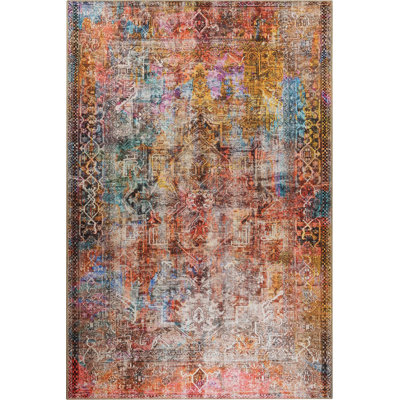 Multicolor Vintage Look Woven Base Decorative Carpet