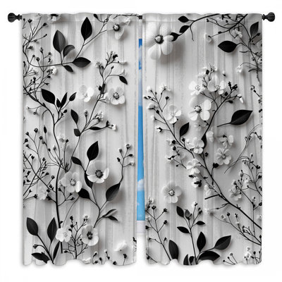 Floral Window Curtains Nature Sheer Room Darkening 2 Panels