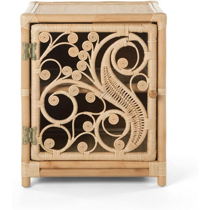 Aindriu 20 " W Wicker Nightstand, Natural, Right