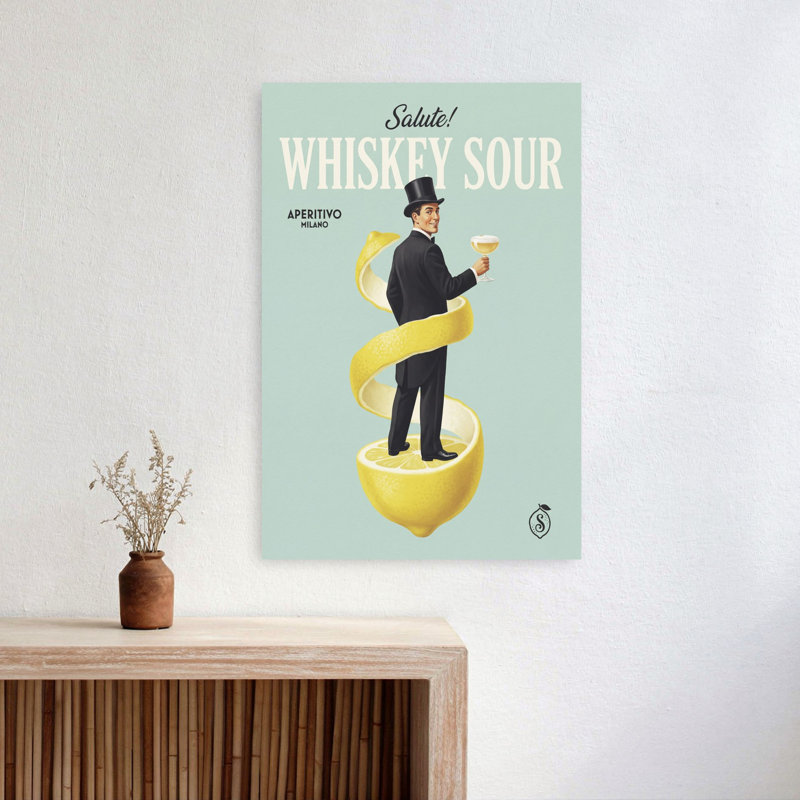 Art mural rétro classique classique avec whisky Sour Gentleman, H 24 po x l 16 po