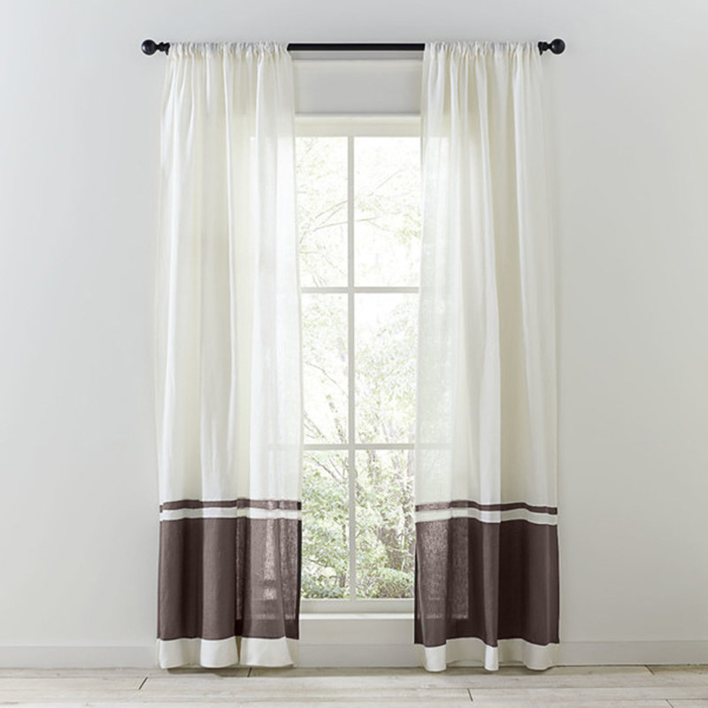 Galiano Linen Blend Semi Sheer Curtain Single Panel, Charcoal Brown, 50" W x 84" L