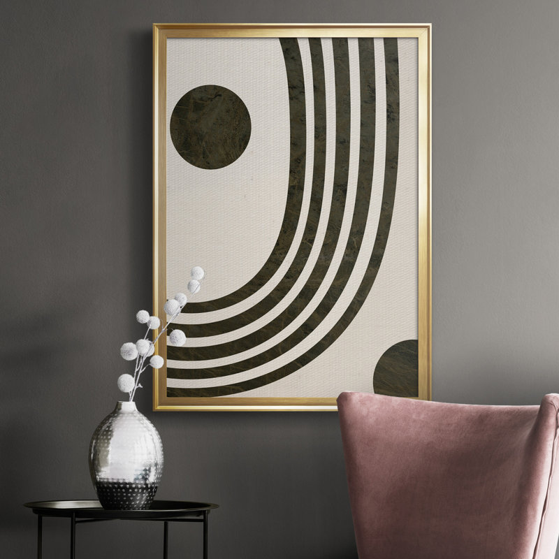«Tubular Abstract I», reproduction encadrée de qualité supérieure, prête à être accrochée, Or