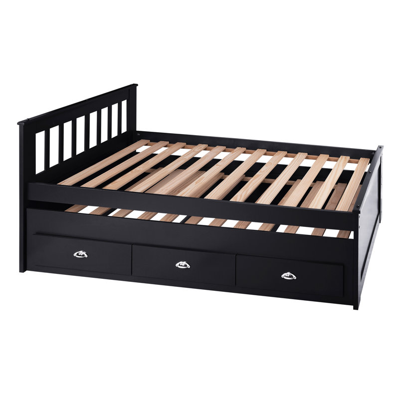 Lit plateforme avec rangement Jaslean, Noir