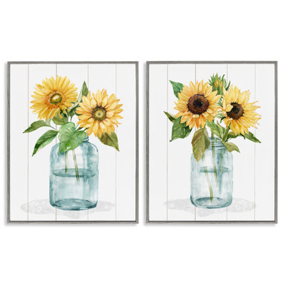Ensemble de giclées encadrées 2 pièces Sunny Day Sunflowers, design par Livi Finn