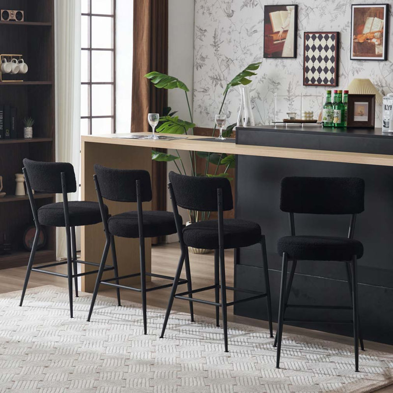 Tabouret de bar Teddy, Noir, Noir
